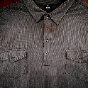 Kuhl Mens XXL Gray Short Sleeve Polo Shirt Utility Button Double Pockets.